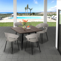 set 4 chairs design square table 80x80cm industrial reeve black Bulk Discounts