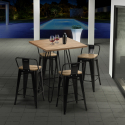 industrial bar set 4 stools coffee table 60x60cm mason steel top light Discounts
