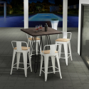 set 4 stools industrial coffee table 60x60cm mason noix steel top light Discounts