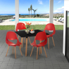 Black 80x80cm square table set 4 chairs Scandinavian design Dax Dark Sale