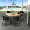 Industrial kitchen table set 80x80cm 4 modern design chairs Maeve Light Bulk Discounts