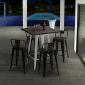 set of 4 stools wood metal industrial coffee table 60x60cm peaky white Choice Of