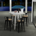 bar set 4 industrial stools coffee table 60x60cm white bucket steel white Discounts