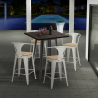 industrial kitchen bar set coffee table 60x60cm 4 stools bruck top light Discounts