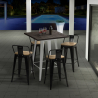 bar table set 60x60cm industrial design 4 stools rough white Discounts