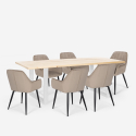 Set of 6 Modern Design Velvet Chairs with 180x80cm Dining Table, Samsara L3 Discounts