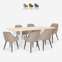 Set of 6 Modern Design Velvet Chairs with 180x80cm Dining Table, Samsara L3 Promotion
