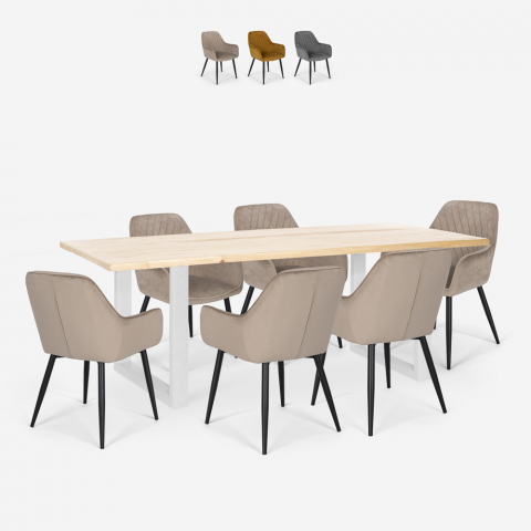 Set 6 modern design chairs velvet dining table 180x80cm Samsara L3 Promotion