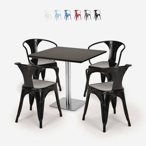 coffee table set horeca bar kitchen restaurants 90x90cm 4 chairs heavy Promotion