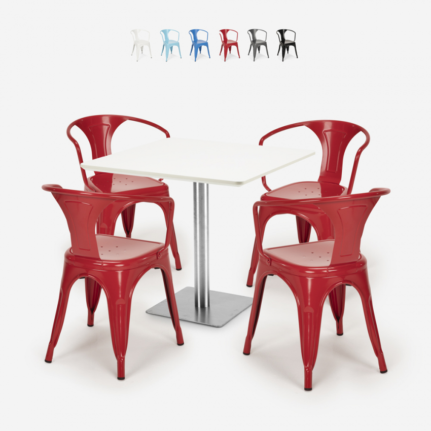 table set bar kitchen restaurants horeca 90x90cm 4 chairs heavy white Catalog