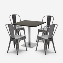 restaurant bar set 4 chairs coffee table black horeca 90x90cm just Model
