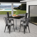 restaurant bar set 4 chairs Lix coffee table black horeca 90x90cm just Choice Of