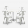 set 4 chairs Lix bar restaurants coffee table horeca 90x90cm white just white Measures