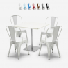 set 4 chairs Lix bar restaurants coffee table horeca 90x90cm white just white Offers