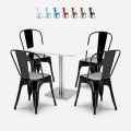 set 4 chairs Lix bar restaurants coffee table horeca 90x90cm white just white Promotion