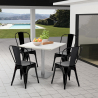 set 4 chairs Lix bar restaurants coffee table horeca 90x90cm white just white Choice Of