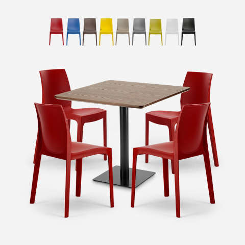Horeca coffee table set 90x90cm 4 chairs stackable restaurant bar kitchen Jasper Promotion