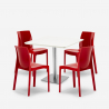 Set of 4 stackable bar chairs restaurant table white 90x90cm Horeca Yanez White Measures