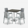 Set 4 stackable polypropylene chairs Horeca table 90x90cm Yanez Black Measures