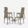 Horeca white 90x90cm coffee table set 4 stackable poly rattan chairs Barrett White Catalog
