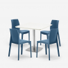 Set 4 chairs polypropylene bar restaurant table white Horeca 90x90cm Jasper White Measures