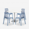 Set of 4 stackable polypropylene chairs Dustin White table 90x90cm 