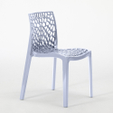 Set of 4 stackable polypropylene chairs Dustin White table 90x90cm 