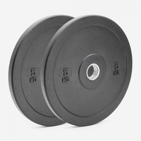 2 x Olympic barbell discs 5 kg rubber cross training Bumper HD Promotion