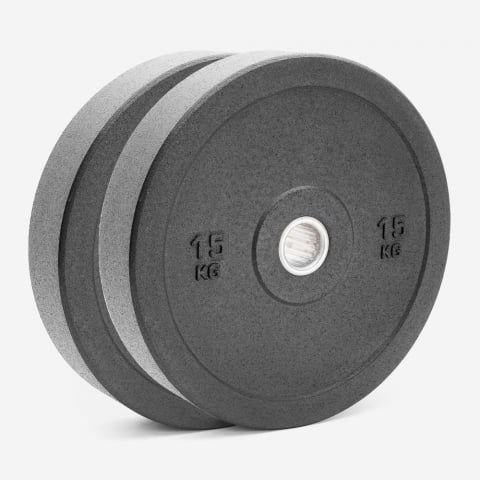 2 x Olympic barbell discs 15 kg rubber cross training Bumper HD Promotion