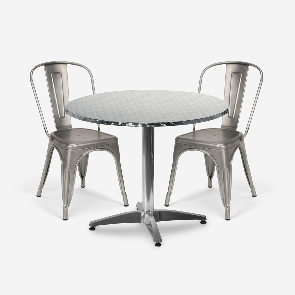 round table set 70cm steel 2 chairs vintage Lix design taerium