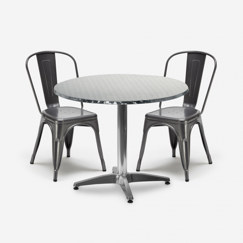 set 2 chairs steel Lix industrial design round table 70cm factotum Promotion