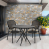 Set 2 chairs round table black 80cm indoor outdoor Valet Dark Bulk Discounts