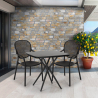 Square table set 70x70cm black 2 chairs indoor-outdoor Lavett Dark Bulk Discounts