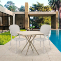 Set 2 chairs square table 70x70cm beige indoor outdoor design Lavett Bulk Discounts