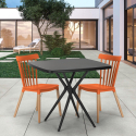 Set 2 chairs modern design square table 70x70cm Roslin Black Choice Of