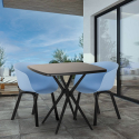 Set 2 chairs design black square table 70x70cm modern Navan Black Model
