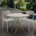 Set 2 chairs polypropylene round table 80cm beige design Aminos On Sale