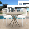 Set 2 chairs modern design round table beige 80cm outdoor Bardus Discounts