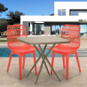 Set 2 chairs polypropylene square table beige 70x70cm design Cevis On Sale