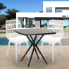 Square table set 70x70cm black 2 chairs modern design Cevis Dark Discounts