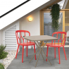 Set 2 chairs design polypropylene square table 70x70cm beige Saiku Sale