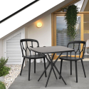 Square black table set 70x70cm 2 chairs outdoor design Saiku Dark Sale