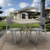 Modern beige square table set 70x70cm 2 design chairs Wade Sale