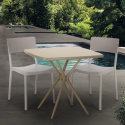 Set 2 chairs square table beige 70x70cm polypropylene design Regas Choice Of