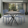 Set 2 chairs modern design square table 70x70cm black Larum Dark On Sale