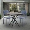Set of 2 Modern Design Chairs with 70x70cm Black Square Table Larum Dark On Sale
