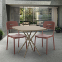 Square beige polypropylene table set 70x70cm 2 chairs design Larum On Sale
