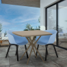 Set 2 chairs design beige square table 70x70cm modern Navan Choice Of