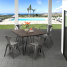 set 4 chairs Lix style table 80x80cm industrial design bar kitchen reims dark Bulk Discounts