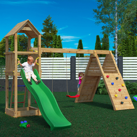 Garden playground swing double climbing slide children Fleppi Promotion